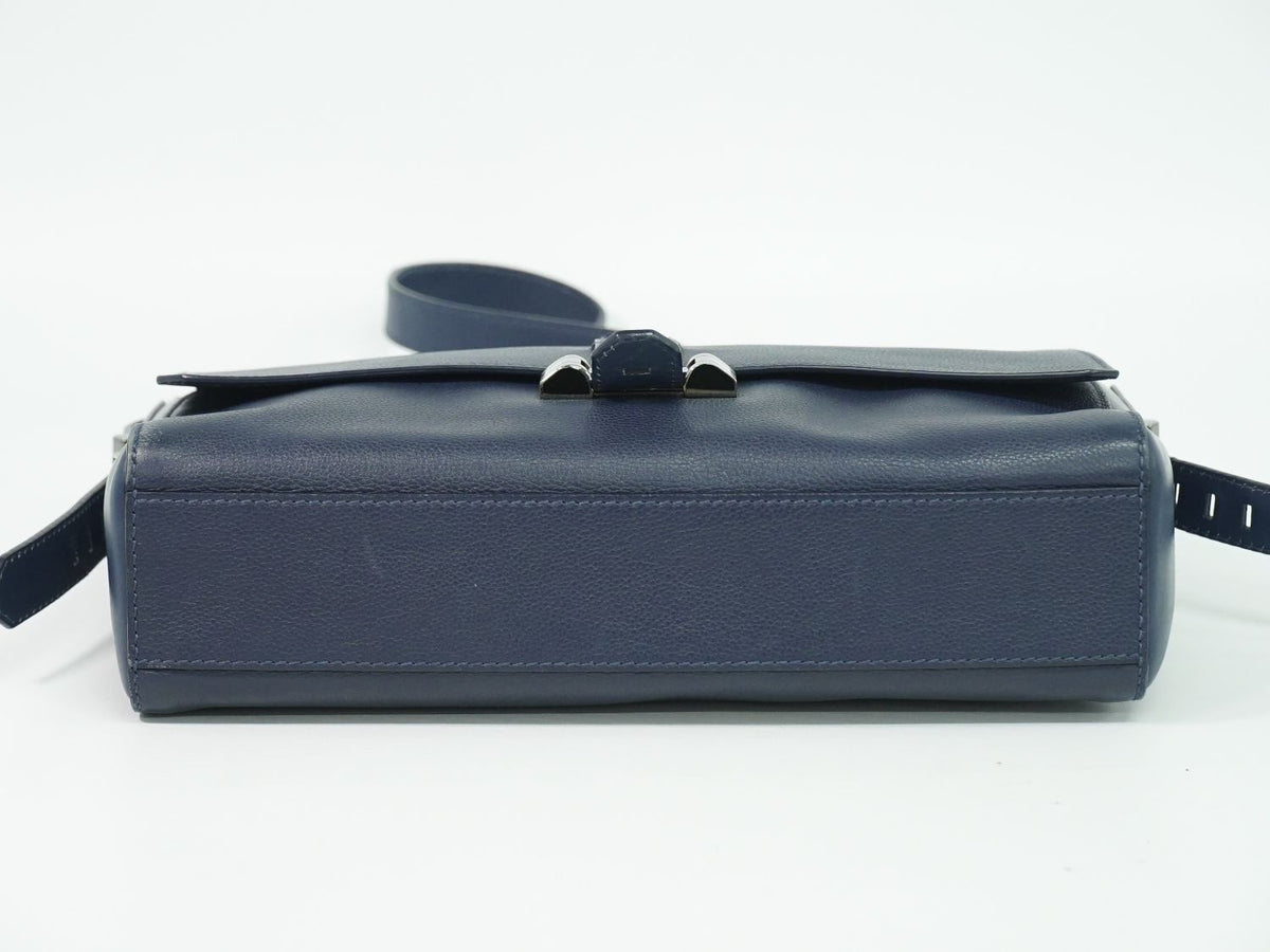 Bvlgari Leather Shoulder Bag Pochette Navy — view 3