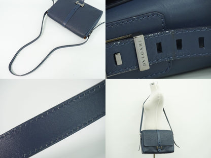 Bvlgari Leather Shoulder Bag Pochette Navy — view 6