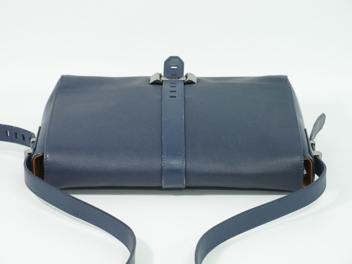 Bvlgari Leather Shoulder Bag Pochette Navy — view 5