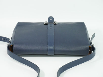 Bvlgari Leather Shoulder Bag Pochette Navy — view 5