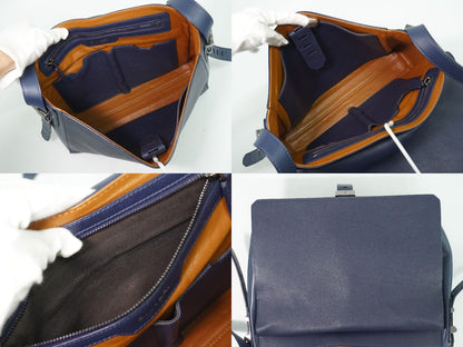 Bvlgari Leather Shoulder Bag Pochette Navy — view 8