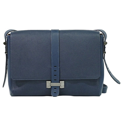 Bvlgari Leather Shoulder Bag Pochette Navy