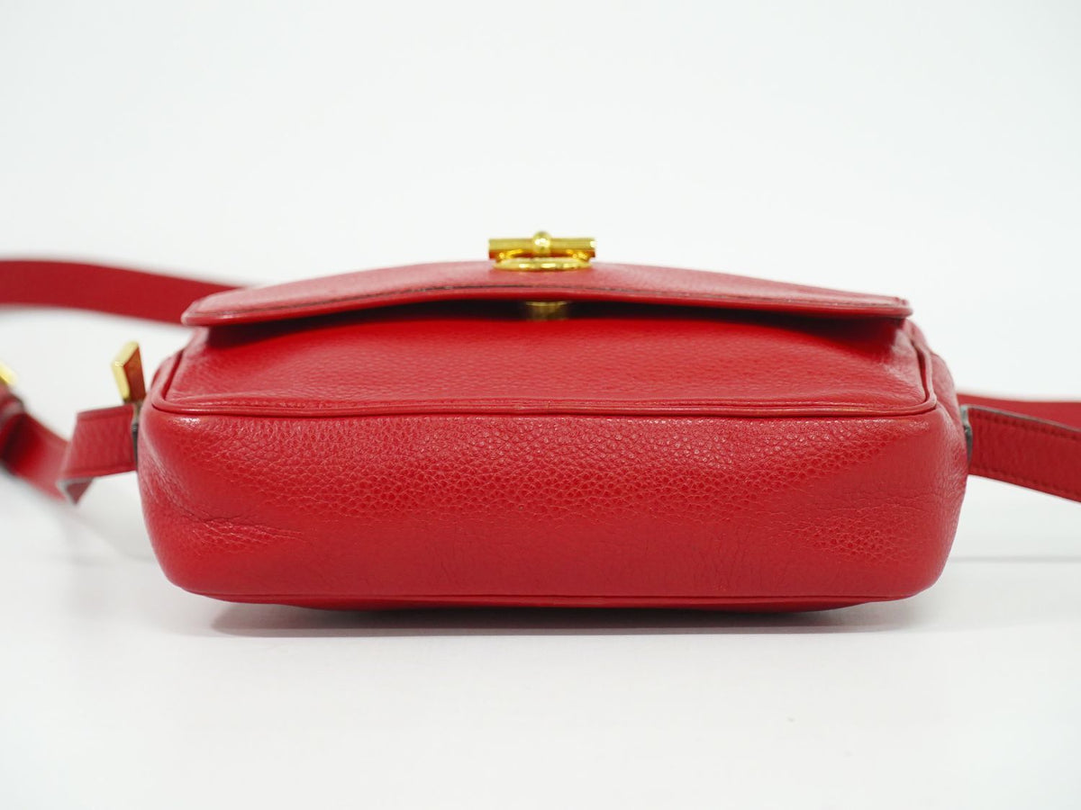 Celine Leather Shoulder Bag Pochette Red — view 3