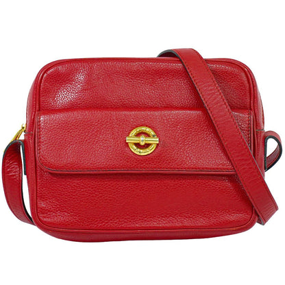 Celine Leather Shoulder Bag Pochette Red
