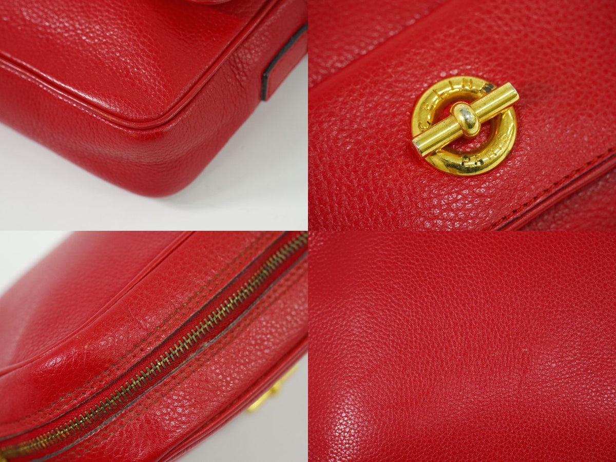 Celine Leather Shoulder Bag Pochette Red — view 7