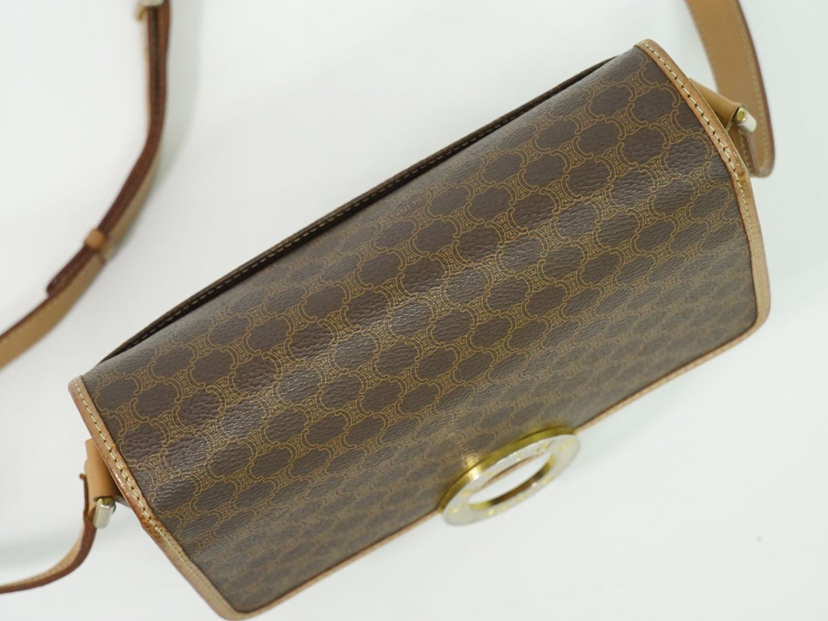 Celine Macadam Shoulder Bag Pochette Brown — view 5