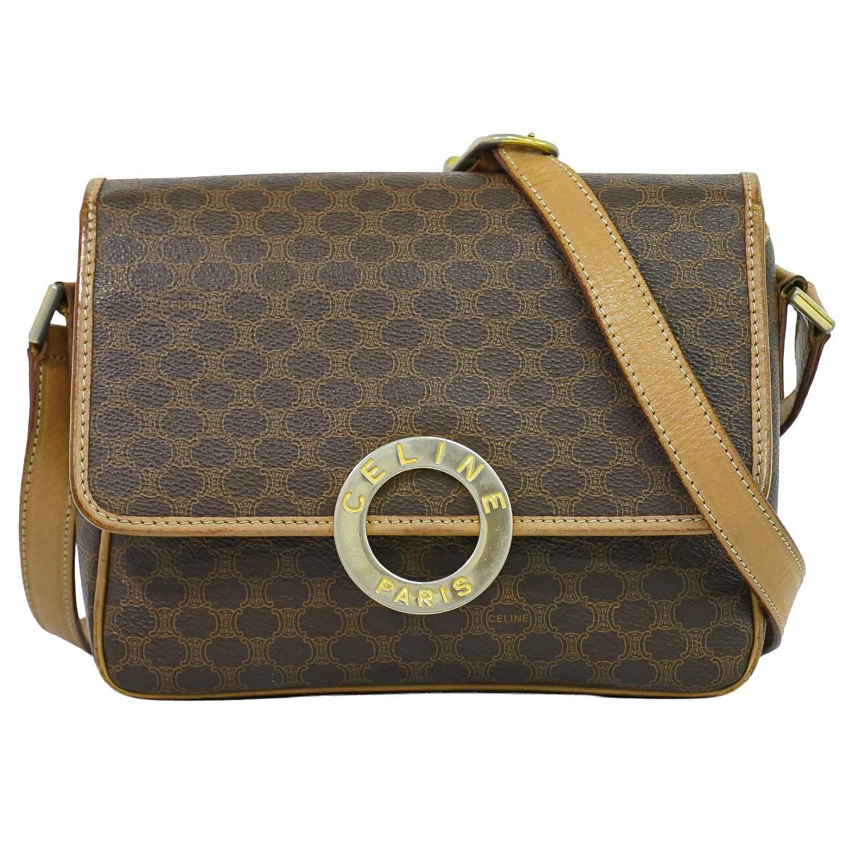 Celine Macadam Shoulder Bag Pochette Brown