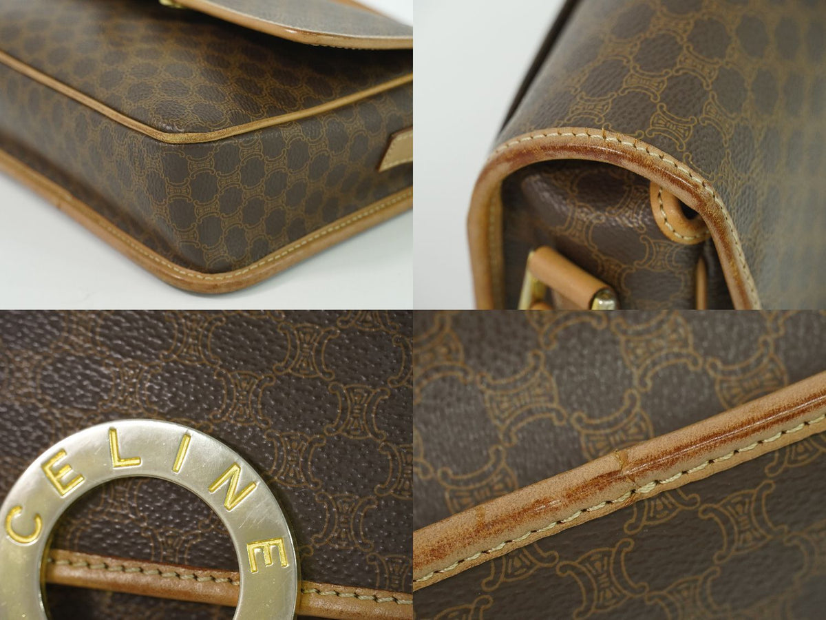 Celine Macadam Shoulder Bag Pochette Brown — view 7