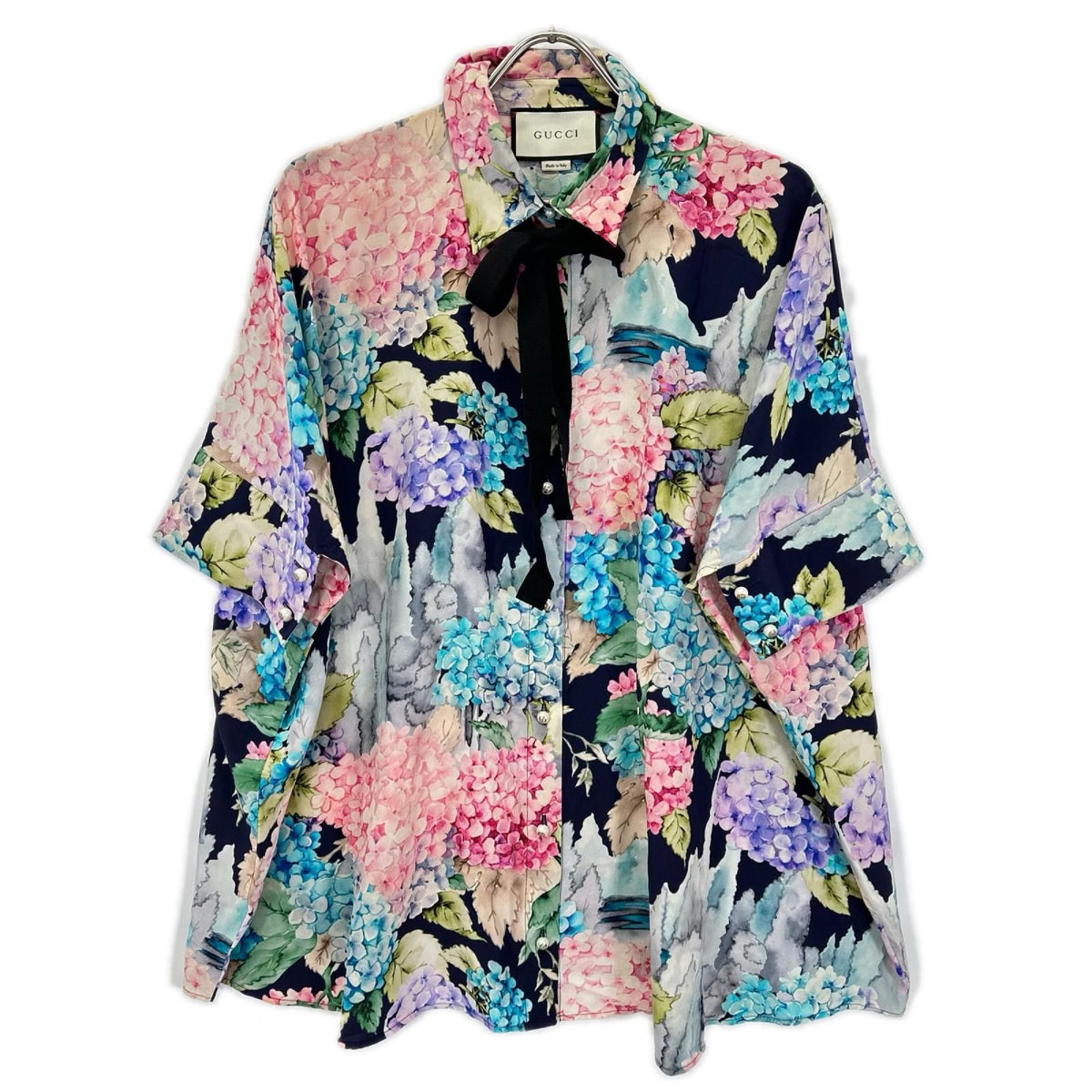 Gucci Flower Print Silk Blouse 48