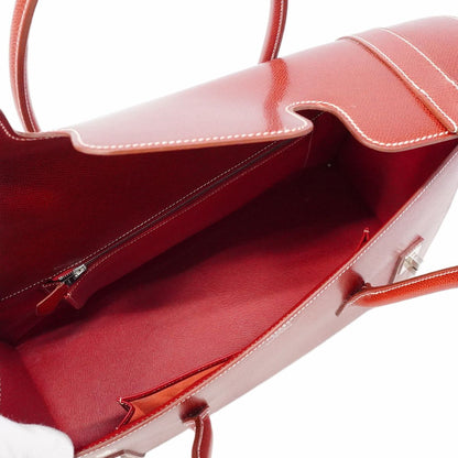 Hermes Handbag Drag 37 Courchevel Rouge Casaque Silver — view 4