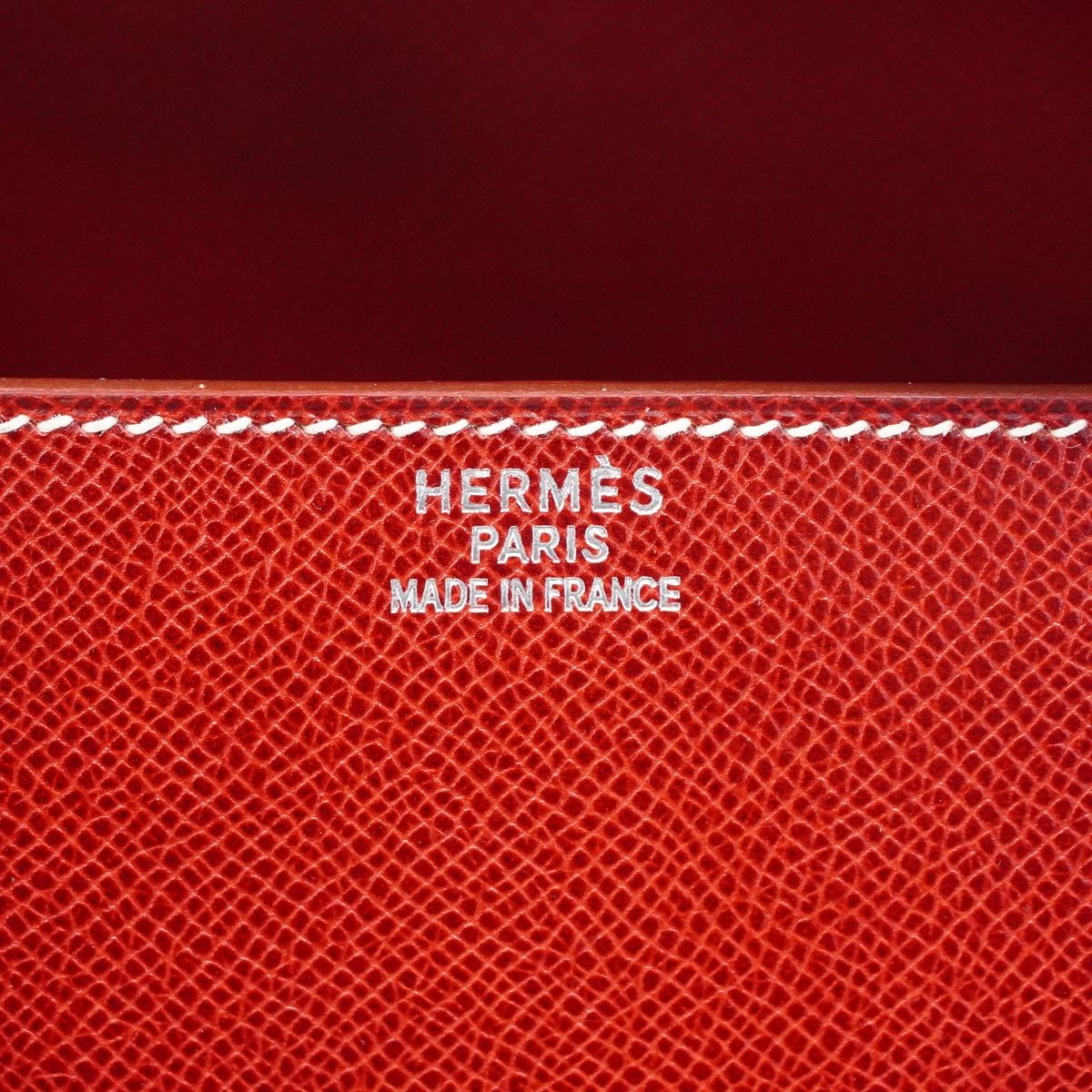 Hermes Handbag Drag 37 Courchevel Rouge Casaque Silver — view 5