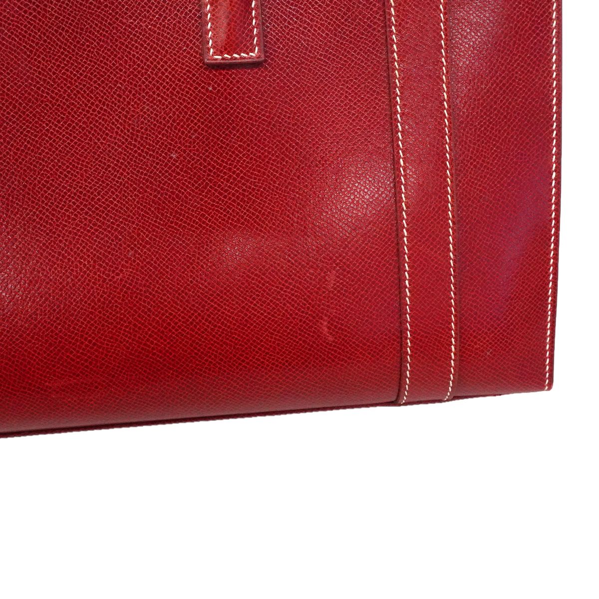Hermes Handbag Drag 37 Courchevel Rouge Casaque Silver — view 7