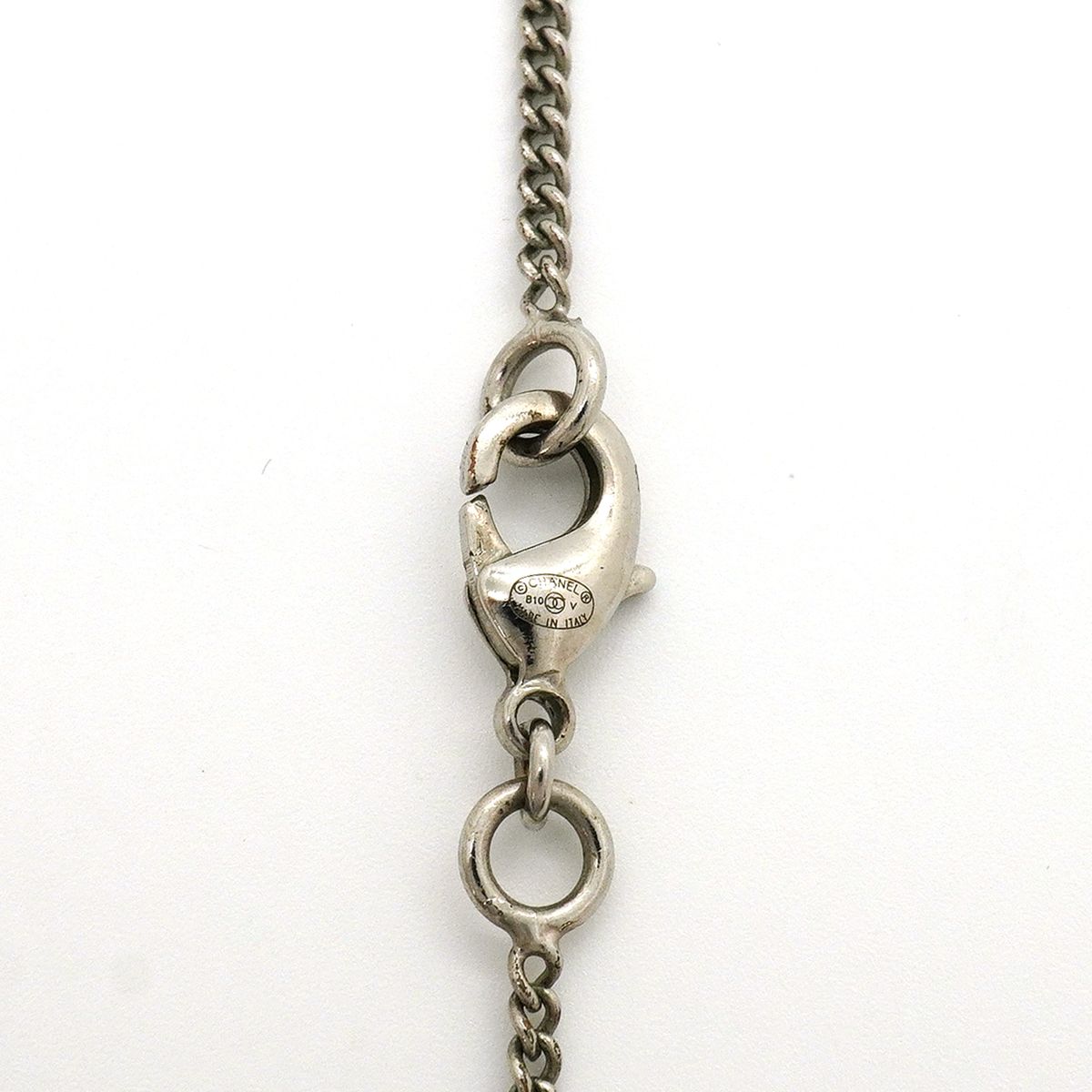 Chanel Necklace CC Logo Metal Rhinestone Silver — view 5