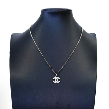 Chanel Necklace CC Logo Metal Rhinestone Silver — view 6