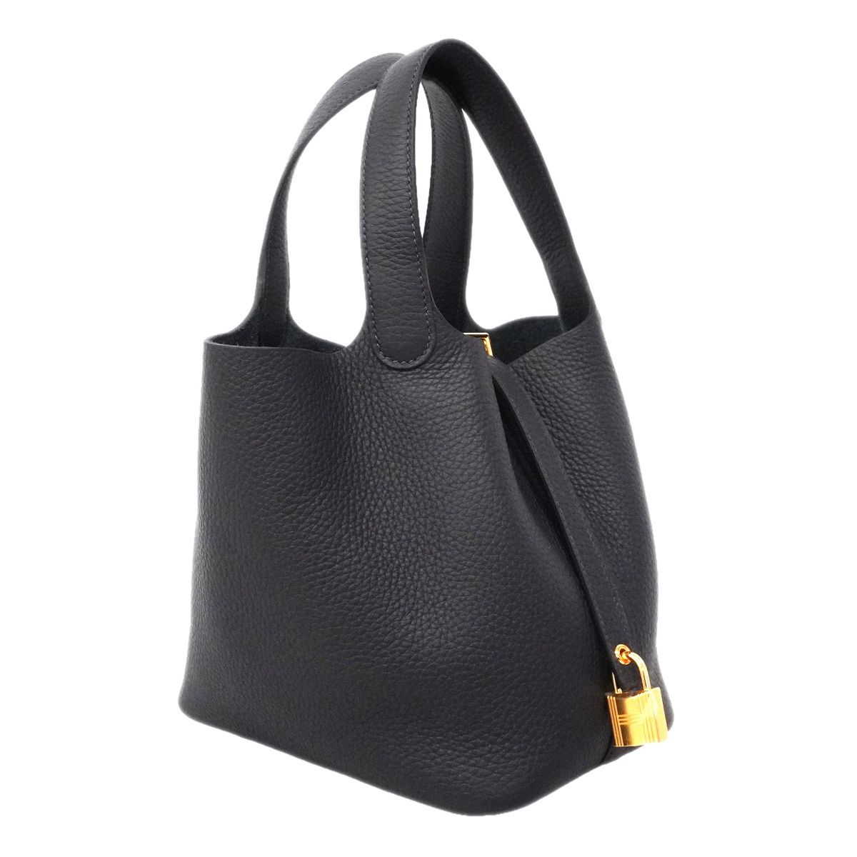 Hermes Handbag Picotin Lock PM Taurillon Clemence Bleu Nuit Gold — view 2