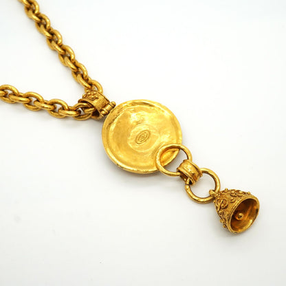 Chanel Necklace Vintage CC Logo Round Circle Gold Plated Gripoix Green — view 2