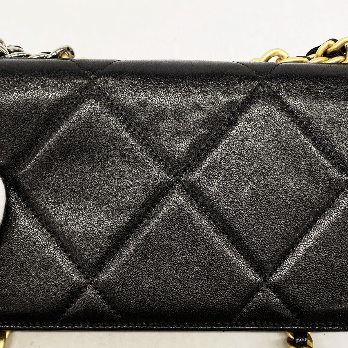 Chanel Handbag Chanel 19 Lambskin Black Gold Silver 2-Way Bag — view 6