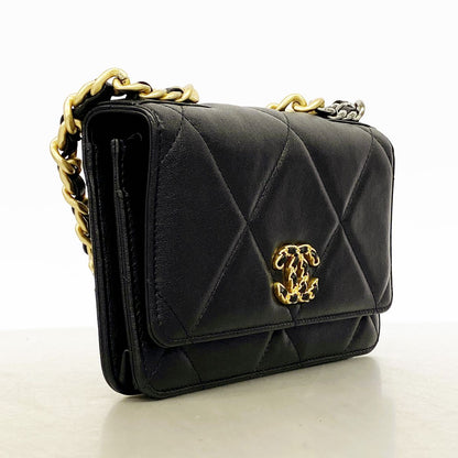 Chanel Handbag Chanel 19 Lambskin Black Gold Silver 2-Way Bag — view 2