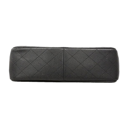 Chanel Shoulder Bag Maxi Quilted Caviar Leather Black Silver — view 3