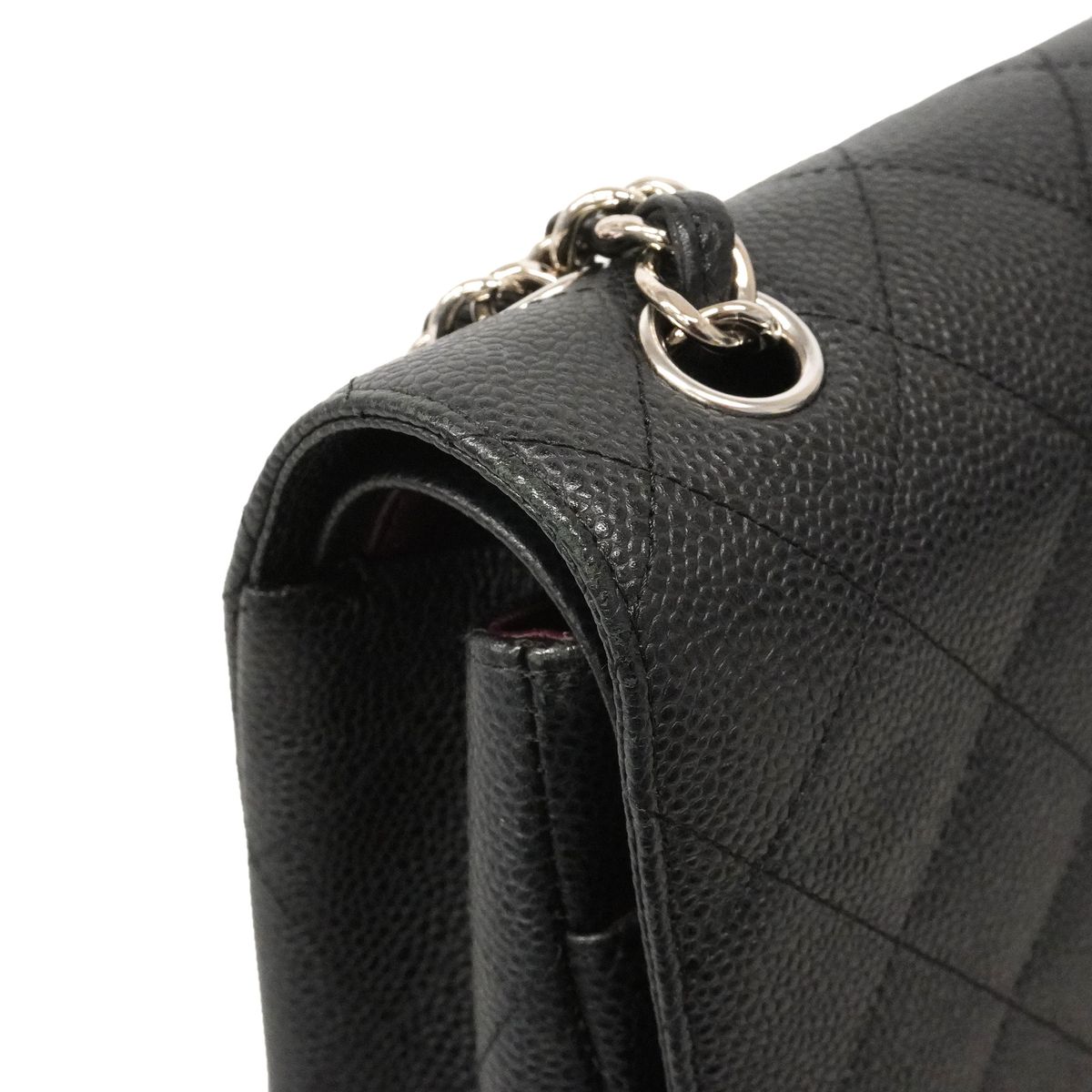 Chanel Shoulder Bag Maxi Quilted Caviar Leather Black Silver — view 6