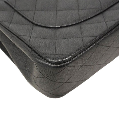 Chanel Shoulder Bag Maxi Quilted Caviar Leather Black Silver — view 7