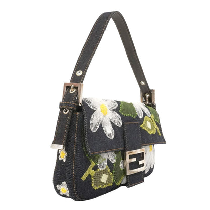 Fendi Handbag Mamma Bucket Denim Navy Silver — view 2