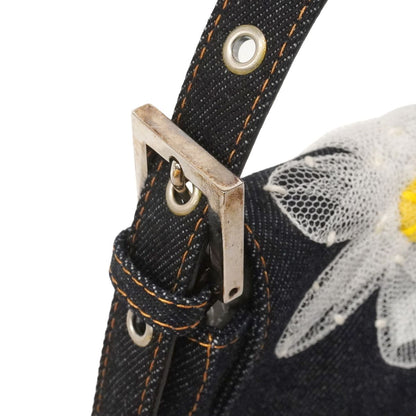 Fendi Handbag Mamma Bucket Denim Navy Silver — view 7