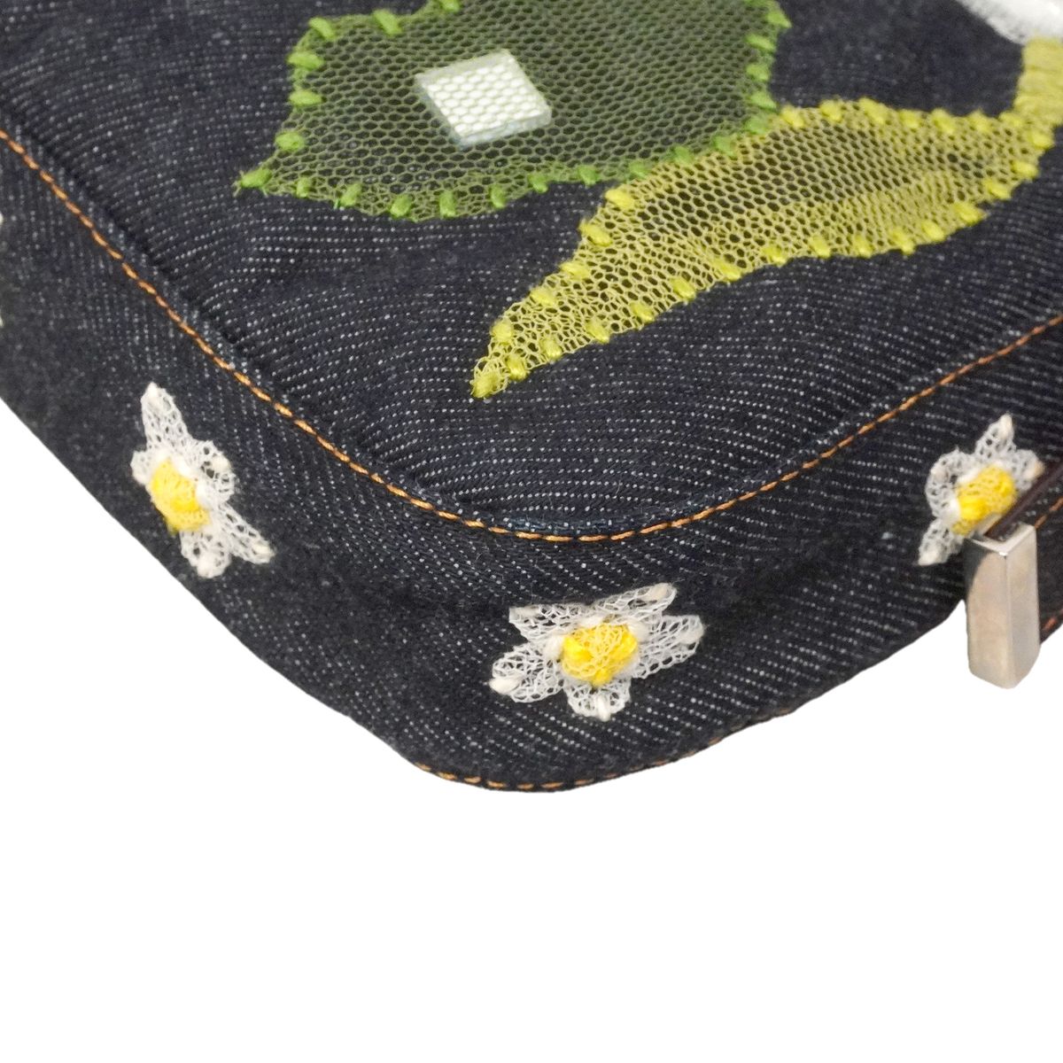 Fendi Handbag Mamma Bucket Denim Navy Silver — view 6