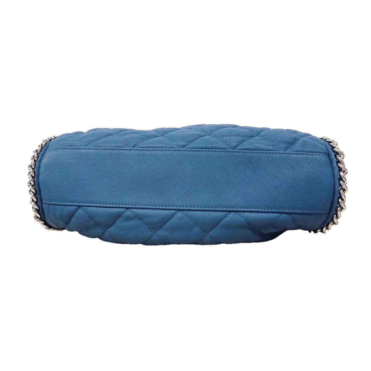 Chanel Shoulder Bag Quilted Leather Blue Silver — view 3