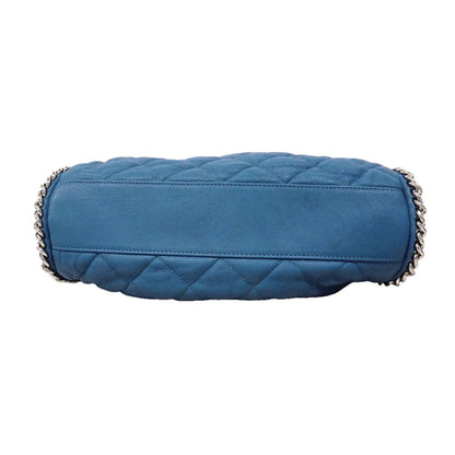 Chanel Shoulder Bag Quilted Leather Blue Silver — view 3