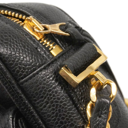 Chanel Shoulder Bag Quilted Caviar Leather Black Gold — view 8