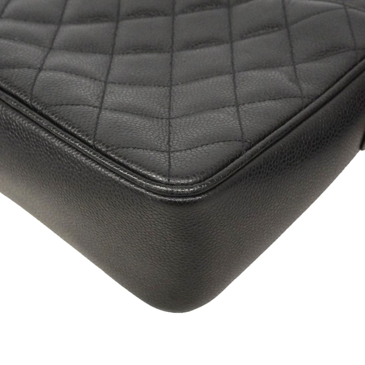 Chanel Shoulder Bag Quilted Caviar Leather Black Gold — view 6