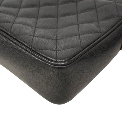 Chanel Shoulder Bag Quilted Caviar Leather Black Gold — view 6