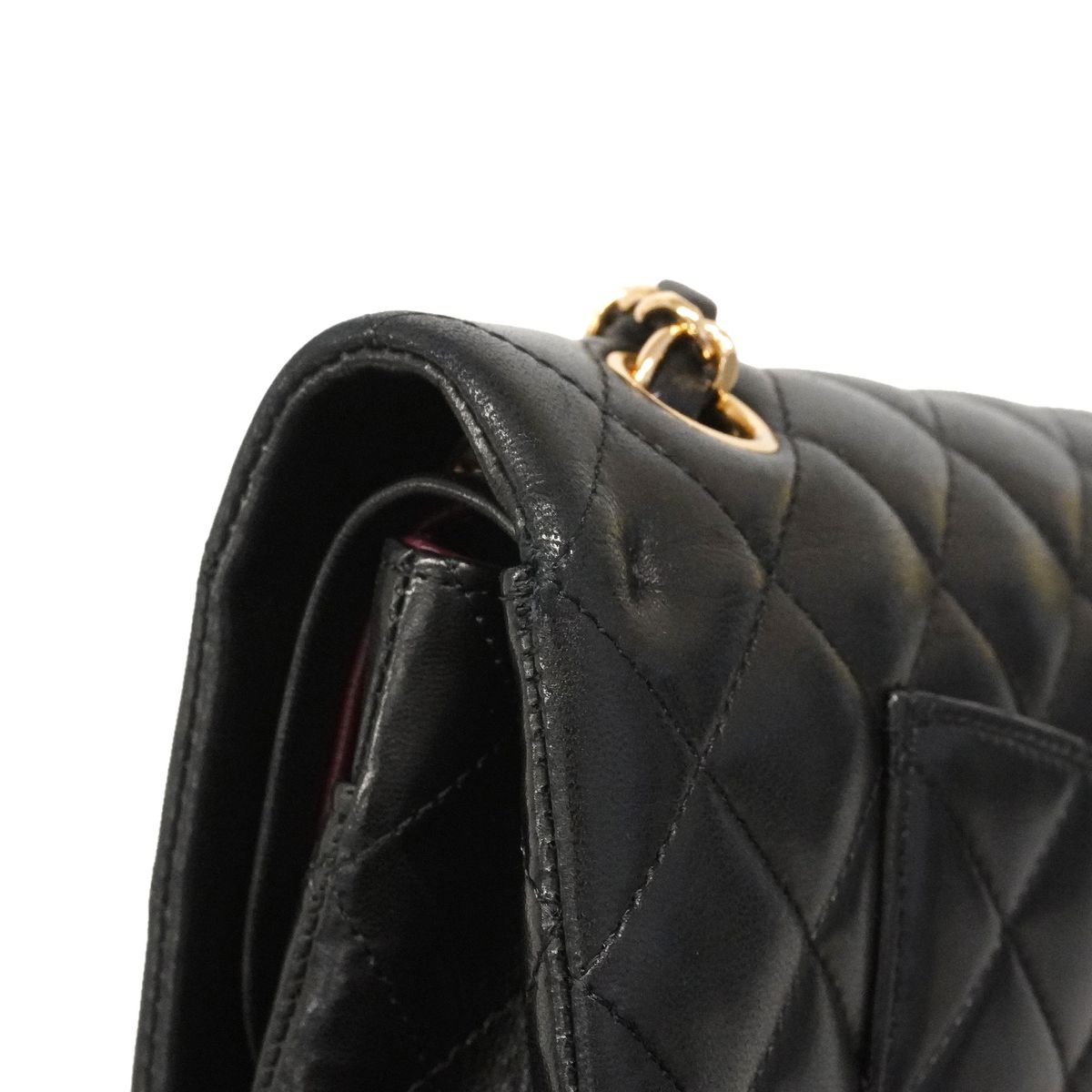 Chanel Shoulder Bag Quilted Lambskin Black Gold — view 7