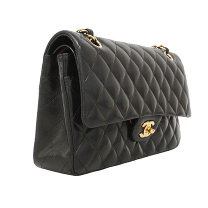 Chanel Shoulder Bag Quilted Lambskin Black Gold — view 2