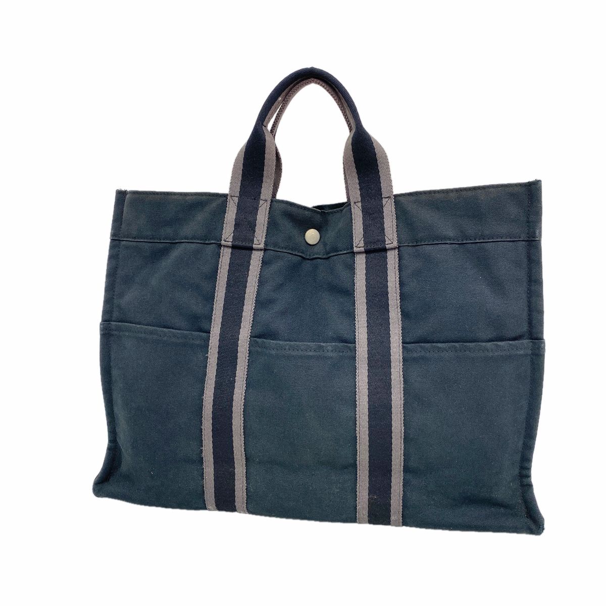 Hermes Tote Bag Fourre Tout MM Canvas Black Silver
