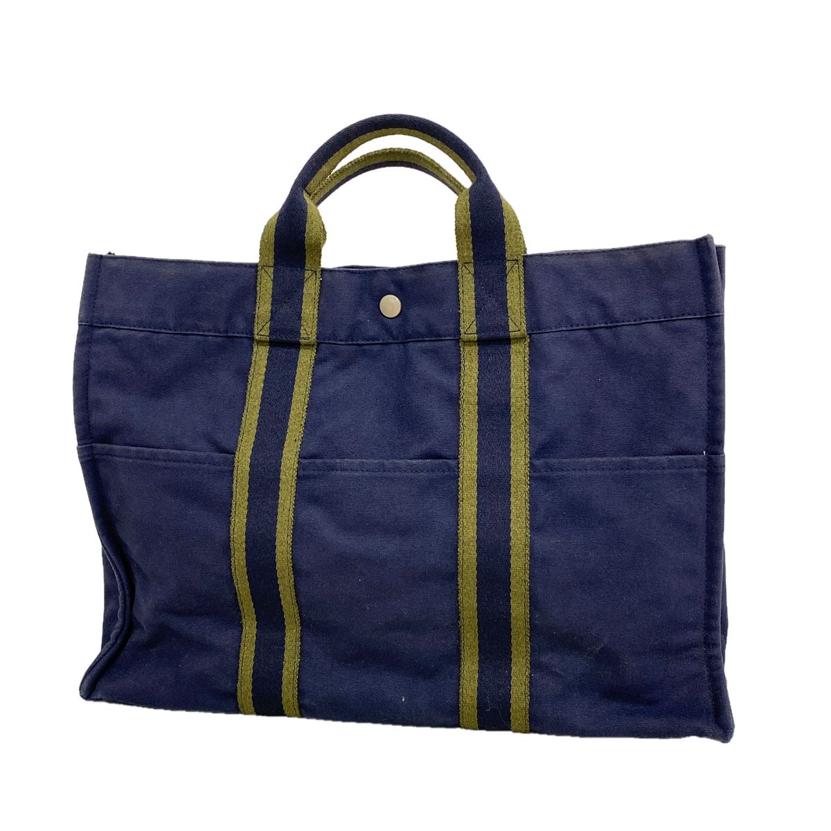 Hermes Tote Bag Fourre Tout MM Canvas Navy Silver
