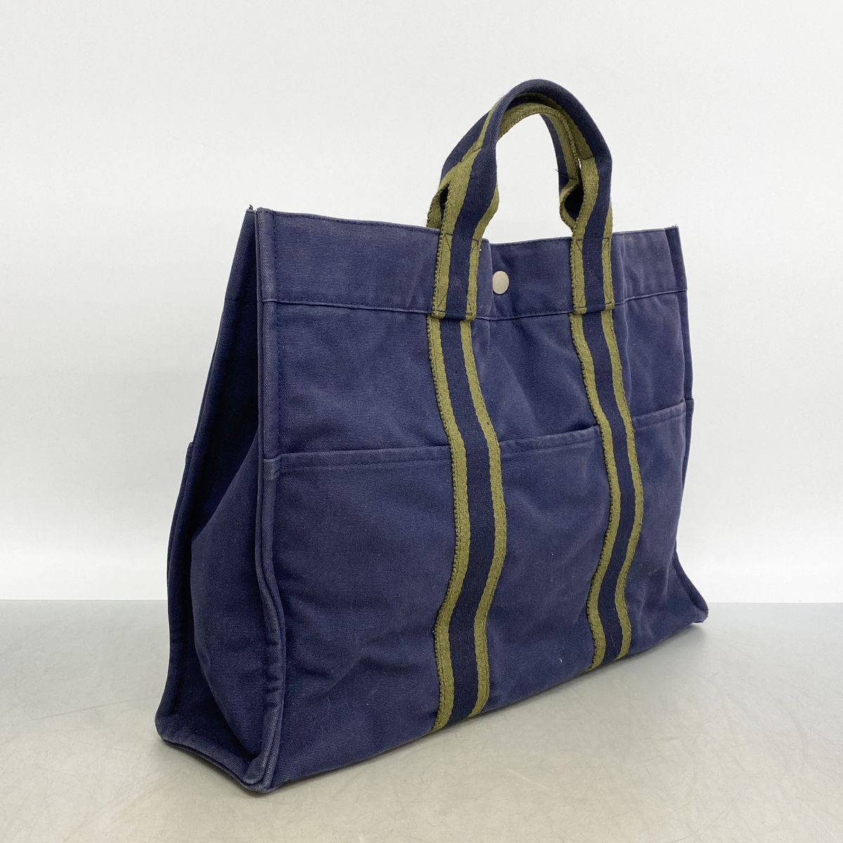 Hermes Tote Bag Fourre Tout MM Canvas Navy Silver — view 2
