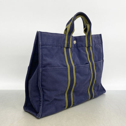 Hermes Tote Bag Fourre Tout MM Canvas Navy Silver — view 2