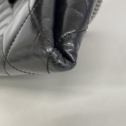 Chanel Shoulder Bag Quilted Leather Black Silver — view 6