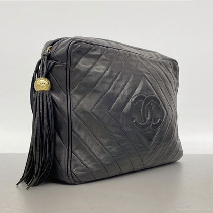 Chanel Shoulder Bag Lambskin Black Gold — view 2