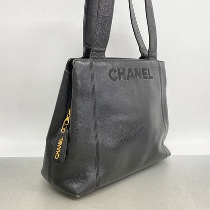 Chanel Tote Bag Caviar Leather Black Gold — view 2