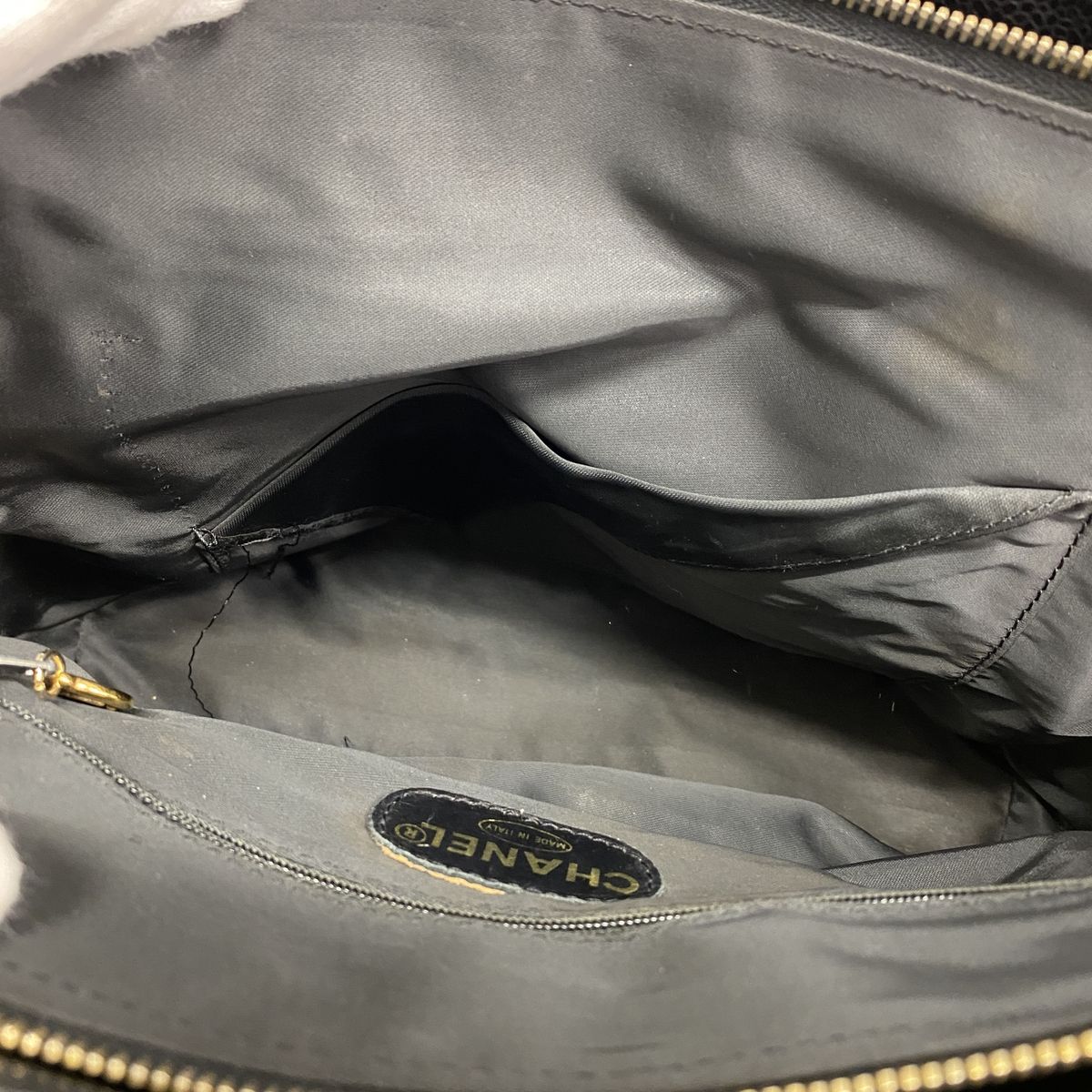 Chanel Tote Bag Caviar Leather Black Gold — view 4