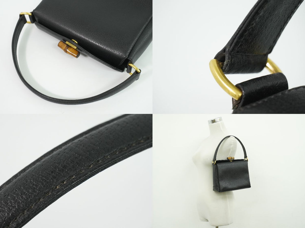 Gucci Bamboo Handbag Leather Black Bag — view 6