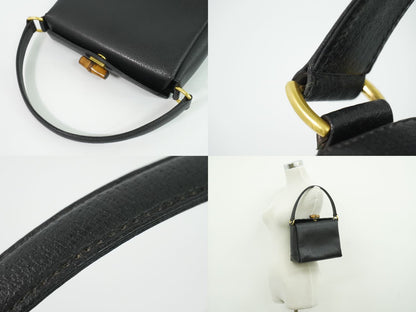 Gucci Bamboo Handbag Leather Black Bag — view 6