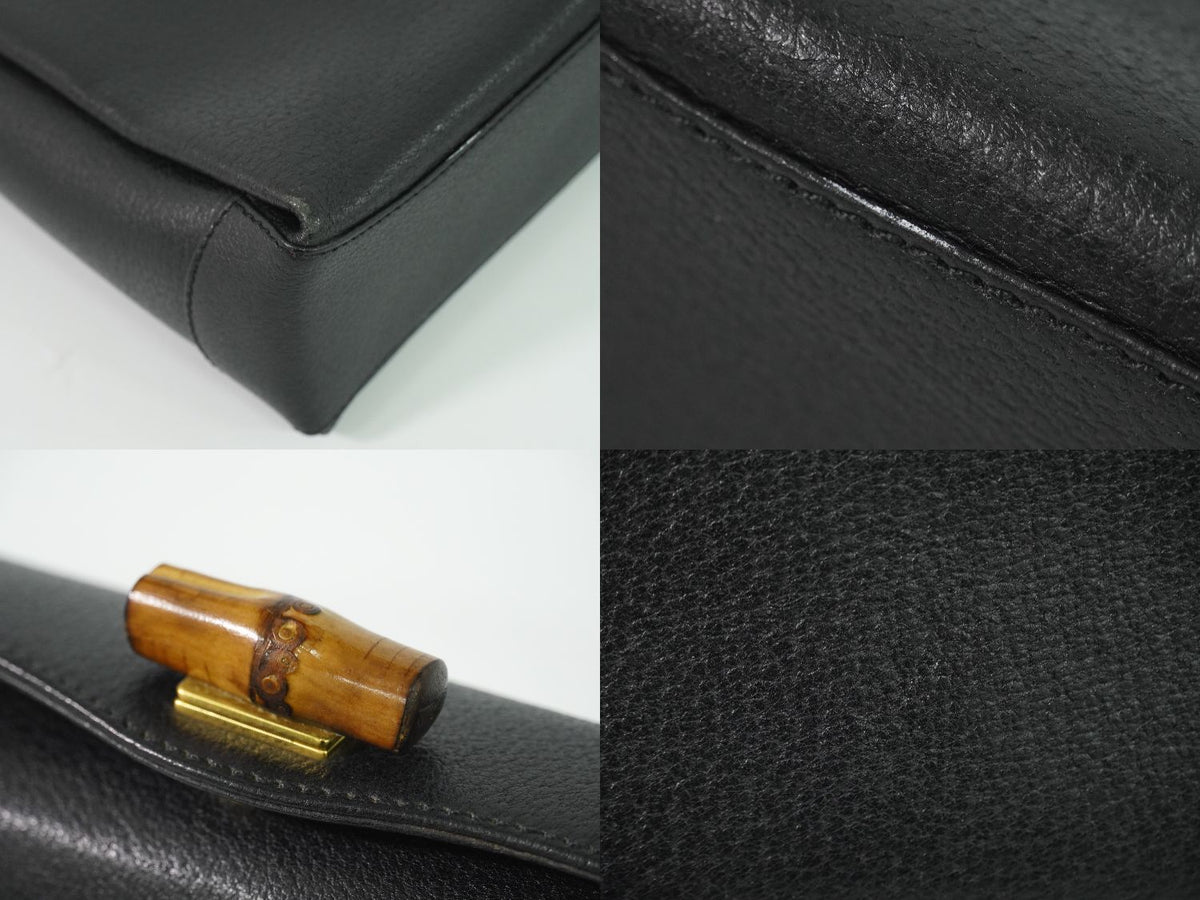 Gucci Bamboo Handbag Leather Black Bag — view 7