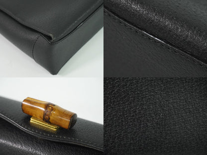 Gucci Bamboo Handbag Leather Black Bag — view 7