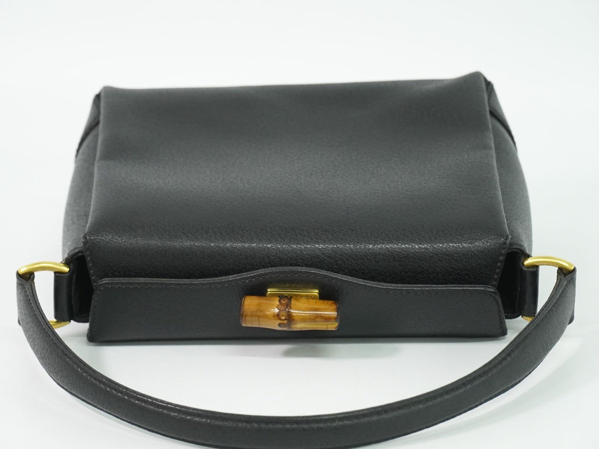 Gucci Bamboo Handbag Leather Black Bag — view 5