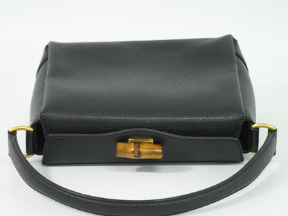 Gucci Bamboo Handbag Leather Black Bag — view 5