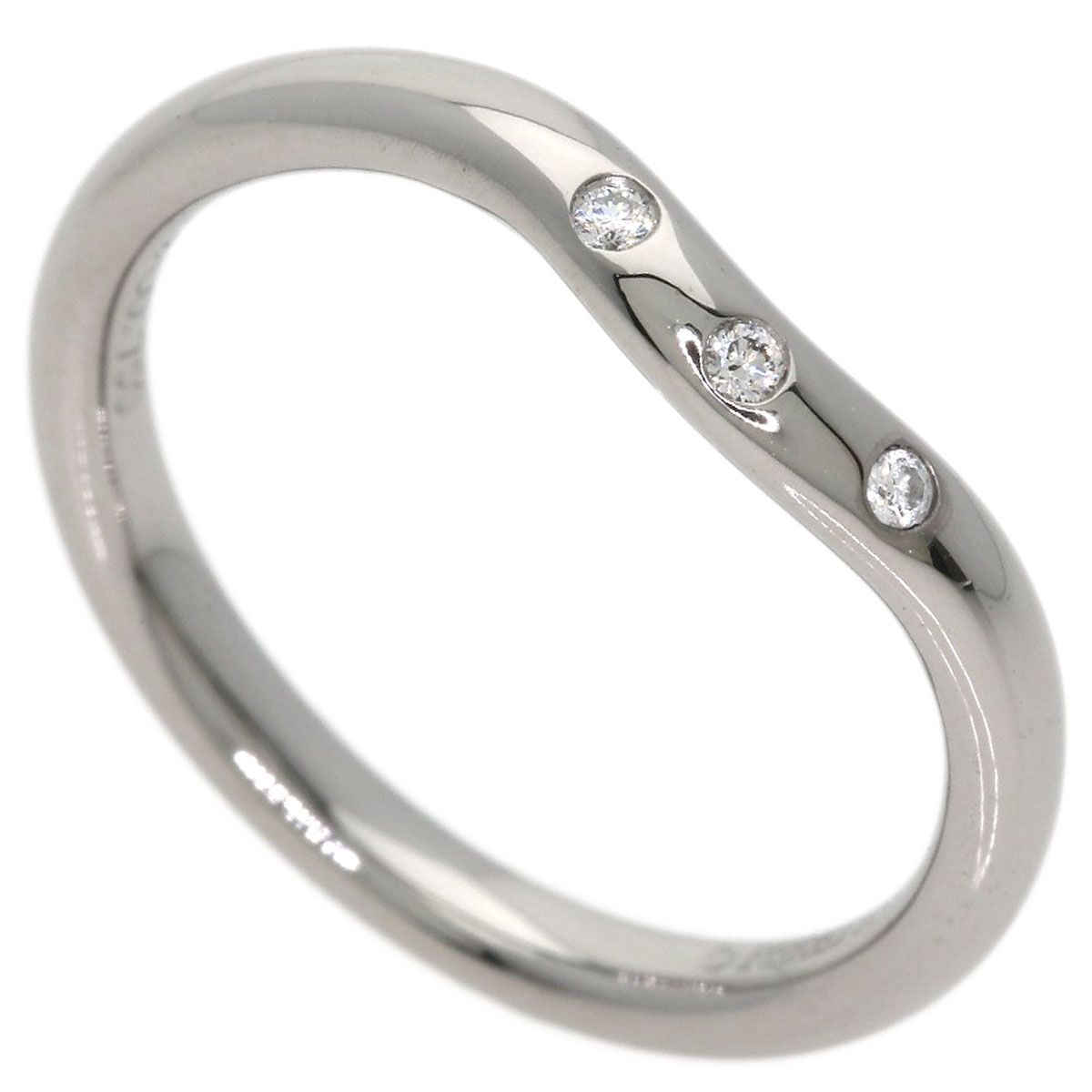 Tiffany & Co Curved Band Diamond Ring 18K White Gold